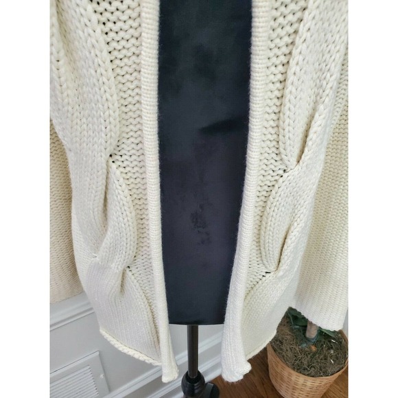 Coco + Capers Women's Ivory 100% Acrylic Long Sleeve Open Front Long Cardigan L - Picture 3 of 12